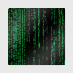 Магнит виниловый Квадрат с принтом Матрица букв и чисел в Петрозаводске, полимерный материал с магнитным слоем | размер 9*9 см, закругленные углы | green | движение букв и цифр | киберпространство | матрица | много букв и чисел