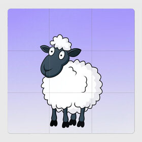 Магнитный плакат 3Х3 с принтом Нарисованный милый барашек в Петрозаводске, Полимерный материал с магнитным слоем | 9 деталей размером 9*9 см | Тематика изображения на принте: барашек | вектор | градиент | детский | коза | кудри | милый | минимализм | нарисованный | овечка | овца | рисунок | шерсть