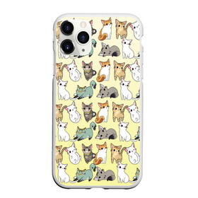 Чехол для iPhone 11 Pro Max матовый с принтом мультяшные котики на желтом мя в Петрозаводске, Силикон |  | ветеринар | градиент | домашний питомец | котейки | котики | коты | котэ | котята | кошатник | кошатница | кошачьи | кошки | любитель животных | много | мультяшные | мяу | нэко | рисованный | узор