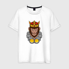 Мужская футболка хлопок с принтом Monkey King в Петрозаводске, 100% хлопок | прямой крой, круглый вырез горловины, длина до линии бедер, слегка спущенное плечо. | animal | beast | crown | force | gorilla | influence | king | monkey | power | власть | влияние | горилла | животное | зверь | кинг | король | корона | манки | обезьяна | сила