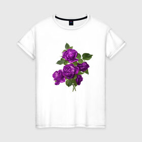 Женская футболка хлопок с принтом Букеты в Петрозаводске, 100% хлопок | прямой крой, круглый вырез горловины, длина до линии бедер, слегка спущенное плечо | букетик | любовь | фиолетовый | цветы | яркое