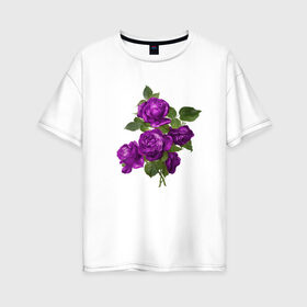 Женская футболка хлопок Oversize с принтом Букеты в Петрозаводске, 100% хлопок | свободный крой, круглый ворот, спущенный рукав, длина до линии бедер
 | букетик | любовь | фиолетовый | цветы | яркое
