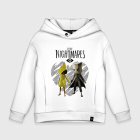 Детское худи Oversize хлопок с принтом Little Nightmares II в Петрозаводске, френч-терри — 70% хлопок, 30% полиэстер. Мягкий теплый начес внутри —100% хлопок | боковые карманы, эластичные манжеты и нижняя кромка, капюшон на магнитной кнопке | game | little nightmares | девочка и мальчик | желтый | игры | любовь | пара | парные