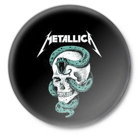 Значок с принтом Metallica в Петрозаводске,  металл | круглая форма, металлическая застежка в виде булавки | heavy metal | metal | metallica | группы | метал | металлика | музыка | рок | трэш метал | хєви метал