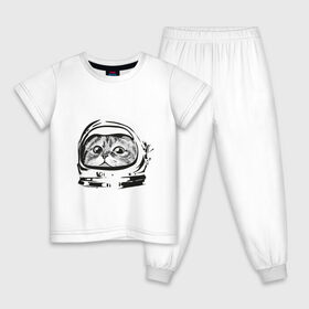 Детская пижама хлопок с принтом Кот космонавт в Петрозаводске, 100% хлопок |  брюки и футболка прямого кроя, без карманов, на брюках мягкая резинка на поясе и по низу штанин
 | астронавт | космонавт | космос | костюм | кот | кошка | скафандр | хипстер | шлем