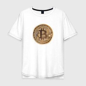 Мужская футболка хлопок Oversize с принтом БИТКОИН (НА СПИНЕ) в Петрозаводске, 100% хлопок | свободный крой, круглый ворот, “спинка” длиннее передней части | bitcoin | blockchain | btc | cardano | crypto | ethereum | polkadot | tether | xrp | бинанс | биткоин | блокчейн | валюта | деньги | криптовалюта | майнер | майнинг | цифровая валюта | цифровое золото | эфир