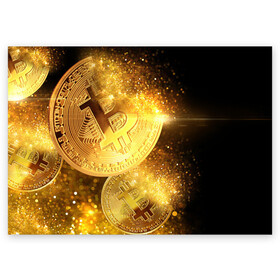 Поздравительная открытка с принтом БИТКОИН ЗОЛОТО | BITCOIN GOLD в Петрозаводске, 100% бумага | плотность бумаги 280 г/м2, матовая, на обратной стороне линовка и место для марки
 | bitcoin | blockchain | btc | cardano | crypto | ethereum | polkadot | tether | xrp | бинанс | биткоин | блокчейн | валюта | деньги | криптовалюта | майнер | майнинг | цифровая валюта | цифровое золото | эфир