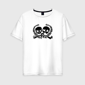 Женская футболка хлопок Oversize с принтом Смерть и Любовь в Петрозаводске, 100% хлопок | свободный крой, круглый ворот, спущенный рукав, длина до линии бедер
 | любовь | рисунок | сердечки | слова | черепа