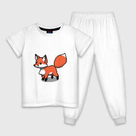 Детская пижама хлопок с принтом Minecraft Pixel art fox в Петрозаводске, 100% хлопок |  брюки и футболка прямого кроя, без карманов, на брюках мягкая резинка на поясе и по низу штанин
 | Тематика изображения на принте: art | fox | minecraft | pixel | квадратики | лис | лиса | лисенок | лисичка | майнкрафт | пиксели | пиксель