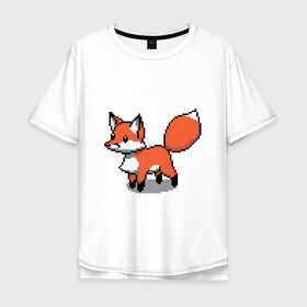 Мужская футболка хлопок Oversize с принтом Minecraft Pixel art fox в Петрозаводске, 100% хлопок | свободный крой, круглый ворот, “спинка” длиннее передней части | art | fox | minecraft | pixel | квадратики | лис | лиса | лисенок | лисичка | майнкрафт | пиксели | пиксель