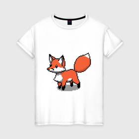 Женская футболка хлопок с принтом Minecraft Pixel art fox в Петрозаводске, 100% хлопок | прямой крой, круглый вырез горловины, длина до линии бедер, слегка спущенное плечо | art | fox | minecraft | pixel | квадратики | лис | лиса | лисенок | лисичка | майнкрафт | пиксели | пиксель