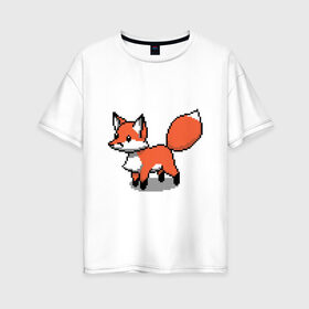 Женская футболка хлопок Oversize с принтом Minecraft Pixel art fox в Петрозаводске, 100% хлопок | свободный крой, круглый ворот, спущенный рукав, длина до линии бедер
 | art | fox | minecraft | pixel | квадратики | лис | лиса | лисенок | лисичка | майнкрафт | пиксели | пиксель