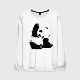 Мужской свитшот 3D с принтом Панда минимализм в Петрозаводске, 100% полиэстер с мягким внутренним слоем | круглый вырез горловины, мягкая резинка на манжетах и поясе, свободная посадка по фигуре | animal | bear | beast | black | minimalism | panda | white | белое | животное | зверь | краски | медведь | минимализм | панда | чернила | черно белое | черное
