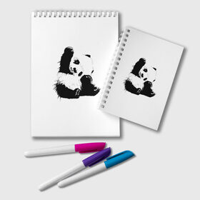 Блокнот с принтом Панда минимализм в Петрозаводске, 100% бумага | 48 листов, плотность листов — 60 г/м2, плотность картонной обложки — 250 г/м2. Листы скреплены удобной пружинной спиралью. Цвет линий — светло-серый
 | Тематика изображения на принте: animal | bear | beast | black | minimalism | panda | white | белое | животное | зверь | краски | медведь | минимализм | панда | чернила | черно белое | черное
