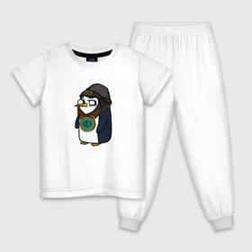 Детская пижама хлопок с принтом Крутой Пингвин в Петрозаводске, 100% хлопок |  брюки и футболка прямого кроя, без карманов, на брюках мягкая резинка на поясе и по низу штанин
 | бастард | крутой пингвин | пингвин | рисунок | хулиган