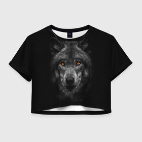 Женская футболка Crop-top 3D с принтом Evil Wolf в Петрозаводске, 100% полиэстер | круглая горловина, длина футболки до линии талии, рукава с отворотами | animal | beast | dark | darkness | evil | moon | nigth | tegunvteg | werwolf | wild | wolf | вервольф | вой | волк | волки | волчара | дикий | животное | зверь | клык | клыки | луна | ночь | оборотень | полнолуние