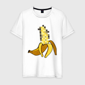 Мужская футболка хлопок с принтом Банан Цензура в Петрозаводске, 100% хлопок | прямой крой, круглый вырез горловины, длина до линии бедер, слегка спущенное плечо. | banana | brazzers | censored | банан | без | пиксели | пиксель | фрукт