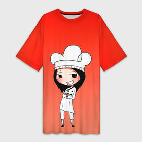 Платье-футболка 3D с принтом Повар девушка манга в Петрозаводске,  |  | аниме | арт | готовка | градиент | девочка | девушка | детский | еда | кавай | манга | мило | мультяшный | персонаж | повар | рисунок | чиби