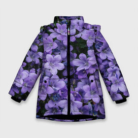 Зимняя куртка для девочек 3D с принтом Фиолетовый цвет весны в Петрозаводске, ткань верха — 100% полиэстер; подклад — 100% полиэстер, утеплитель — 100% полиэстер. | длина ниже бедра, удлиненная спинка, воротник стойка и отстегивающийся капюшон. Есть боковые карманы с листочкой на кнопках, утяжки по низу изделия и внутренний карман на молнии. 

Предусмотрены светоотражающий принт на спинке, радужный светоотражающий элемент на пуллере молнии и на резинке для утяжки. | art | casual | весенний | весна | градиент | зелень | растения | структура | текстура | цветы