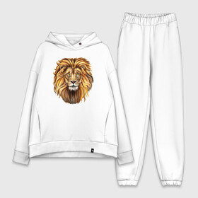 Женский костюм хлопок Oversize с принтом LION в Петрозаводске,  |  | animal | beast | cat | cute | fluffy | hunter | lion | lion cub | lion king | mane | predator | red | tail | yellow | большая кошка | грива | животное | зверь | король лев | кот | лев | лёвушка | львенок | милый | муфаса | охотник | пушистый 