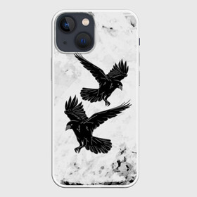 Чехол для iPhone 13 mini с принтом Gothic crows в Петрозаводске,  |  | animals | art | bird | black | crow | dark | halloween | wings | witch | арт | ворона | готика | готические | животные | крылья | нечисть | орел | перья | природа | птица | птица ворон | птичка | тьма | хеллоуин | хищник | черная птица