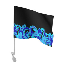 Флаг для автомобиля с принтом Синие волны узор в Петрозаводске, 100% полиэстер | Размер: 30*21 см | abstract | art | japan style | nature | ocean | pattern | sea | summer | абстракция | арт | вода | волны | лето | море | морские | ночь | океан | орнамент | природа | рисунок | синий узор | узор | узор на черном | щупальца | японские вол
