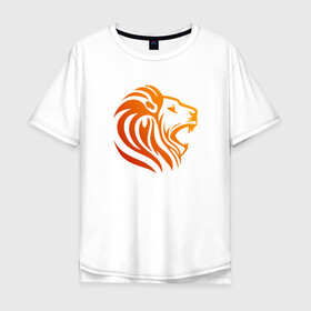 Мужская футболка хлопок Oversize с принтом HEAD LION в Петрозаводске, 100% хлопок | свободный крой, круглый ворот, “спинка” длиннее передней части | animal | beast | cat | cute | fluffy | hunter | lion | lion cub | lion king | mane | predator | red | tail | yellow | большая кошка | грива | животное | зверь | король лев | кот | лев | лёвушка | львенок | милый | муфаса | охотник | пушистый 