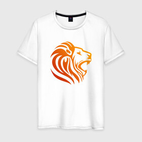 Мужская футболка хлопок с принтом HEAD LION в Петрозаводске, 100% хлопок | прямой крой, круглый вырез горловины, длина до линии бедер, слегка спущенное плечо. | Тематика изображения на принте: animal | beast | cat | cute | fluffy | hunter | lion | lion cub | lion king | mane | predator | red | tail | yellow | большая кошка | грива | животное | зверь | король лев | кот | лев | лёвушка | львенок | милый | муфаса | охотник | пушистый 