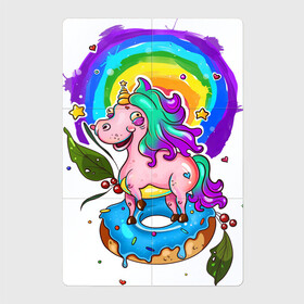 Магнитный плакат 2Х3 с принтом ЕДИНОРОЖЕК в Петрозаводске, Полимерный материал с магнитным слоем | 6 деталей размером 9*9 см | animal | children | color | kids | pink | rainbow | unicorn | детские | единорог | животные | звери | мультфильм | пончик | радуга | разноцветный | сказка