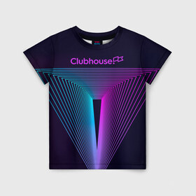Детская футболка 3D с принтом clubhouse в Петрозаводске, 100% гипоаллергенный полиэфир | прямой крой, круглый вырез горловины, длина до линии бедер, чуть спущенное плечо, ткань немного тянется | clubhouse | клабхаус | сеть | социальная
