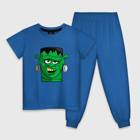 Детская пижама хлопок с принтом Франкенштейн в Петрозаводске, 100% хлопок |  брюки и футболка прямого кроя, без карманов, на брюках мягкая резинка на поясе и по низу штанин
 | голова франкенштейна | зеленый монстр | монстр | франкенштейн | хеллоуин