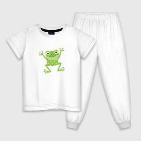 Детская пижама хлопок с принтом Лягушка в Петрозаводске, 100% хлопок |  брюки и футболка прямого кроя, без карманов, на брюках мягкая резинка на поясе и по низу штанин
 | животное | лягушка | лягушонок | милый лягушонок | минимализм | рисунок