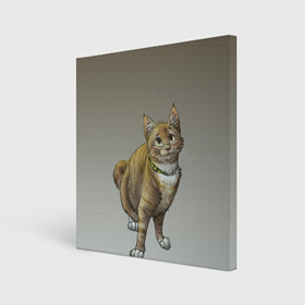 Холст квадратный с принтом полосатый уличный кот в Петрозаводске, 100% ПВХ |  | арт | бандит | вектор | градиент | кот | котенок | котик | котэ | мультяшный | мяу | полоски | рисунок | рыжий | серый | уличный | хитрюга