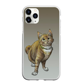 Чехол для iPhone 11 Pro Max матовый с принтом полосатый уличный кот в Петрозаводске, Силикон |  | арт | бандит | вектор | градиент | кот | котенок | котик | котэ | мультяшный | мяу | полоски | рисунок | рыжий | серый | уличный | хитрюга
