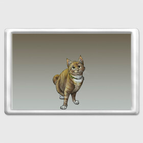 Магнит 45*70 с принтом полосатый уличный кот в Петрозаводске, Пластик | Размер: 78*52 мм; Размер печати: 70*45 | арт | бандит | вектор | градиент | кот | котенок | котик | котэ | мультяшный | мяу | полоски | рисунок | рыжий | серый | уличный | хитрюга