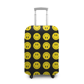 Чехол для чемодана 3D с принтом Смайлики в Петрозаводске, 86% полиэфир, 14% спандекс | двустороннее нанесение принта, прорези для ручек и колес | emoji | smile | sticker | грусть | любовь | печаль | плачь | смайлики | стикеры | текстура | улыбка | эмоджи | эмодзи