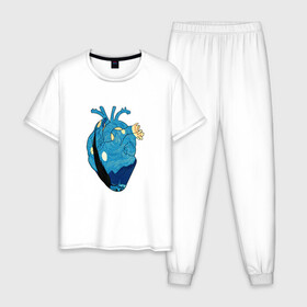 Мужская пижама хлопок с принтом Сердце художника в Петрозаводске, 100% хлопок | брюки и футболка прямого кроя, без карманов, на брюках мягкая резинка на поясе и по низу штанин
 | heart | van gogh | абстракция | ван гог | живопись | звездная ночь | искусство | картина | краски | медицина | органы | рисунок | сердечко | сердце | текстуры | художник