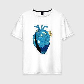 Женская футболка хлопок Oversize с принтом Сердце художника в Петрозаводске, 100% хлопок | свободный крой, круглый ворот, спущенный рукав, длина до линии бедер
 | heart | van gogh | абстракция | ван гог | живопись | звездная ночь | искусство | картина | краски | медицина | органы | рисунок | сердечко | сердце | текстуры | художник