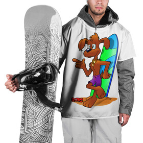 Накидка на куртку 3D с принтом Лыжная собака в Петрозаводске, 100% полиэстер |  | вода | животное | краб | лыжи | лыжная собака | море | пляж | собака