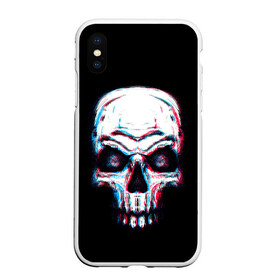 Чехол для iPhone XS Max матовый с принтом Glitch Skull в Петрозаводске, Силикон | Область печати: задняя сторона чехла, без боковых панелей | Тематика изображения на принте: art | dead | death | ghost | glitch | neon | skeleton | skull | skulls | арт | глитч | глич | неон | призрак | скелет | череп | черепа