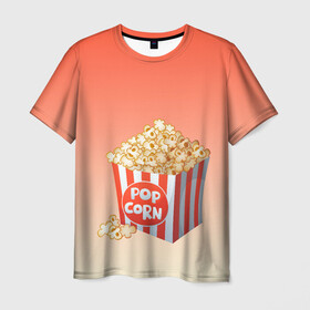 Мужская футболка 3D с принтом попкорн рисунок в Петрозаводске, 100% полиэфир | прямой крой, круглый вырез горловины, длина до линии бедер | Тематика изображения на принте: вкусняшка | воздушная кукуруза | еда | кино | кинопросмотр | киносеанс | кинотеатр | попкорн