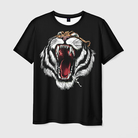 Мужская футболка 3D с принтом ТИГР в Петрозаводске, 100% полиэфир | прямой крой, круглый вырез горловины, длина до линии бедер | animal | beast | cat | cute | fluffy | hunter | lion | lion cub | lion king | mane | predator | red | tail | tiger | yellow | большая кошка | голова тигра | грива | животное | зверь | король лев | кот | милый | охотник | пушистый | тигр | тиг
