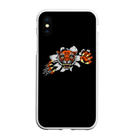 Чехол для iPhone XS Max матовый с принтом TIGER ART в Петрозаводске, Силикон | Область печати: задняя сторона чехла, без боковых панелей | Тематика изображения на принте: animal | beast | cat | cute | fluffy | hunter | lion | lion cub | lion king | mane | predator | red | tail | tiger | yellow | большая кошка | голова тигра | грива | животное | зверь | король лев | кот | милый | охотник | пушистый | тигр | тиг