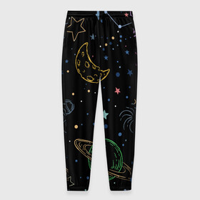 Мужские брюки 3D с принтом Galaxy в Петрозаводске, 100% полиэстер | манжеты по низу, эластичный пояс регулируется шнурком, по бокам два кармана без застежек, внутренняя часть кармана из мелкой сетки | galaxy | sky | sun | the earth