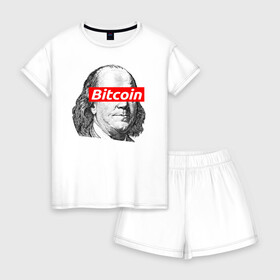 Женская пижама с шортиками хлопок с принтом БИТКОИН ФРАНКЛИН | BITCOIN  в Петрозаводске, 100% хлопок | футболка прямого кроя, шорты свободные с широкой мягкой резинкой | bitcoin | blockchain | btc | cardano | crypto | ethereum | franklin | polkadot | tether | xrp | бинанс | биткоин | блокчейн | валюта | деньги | криптовалюта | майнер | майнинг | франклин | цифровая валюта | цифровое золото | эфир