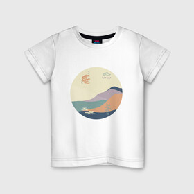 Детская футболка хлопок с принтом Японский минимализм в Петрозаводске, 100% хлопок | круглый вырез горловины, полуприлегающий силуэт, длина до линии бедер | азиатский | арт | минимализм | пейзаж | природа | рисунок | хипстер | японский