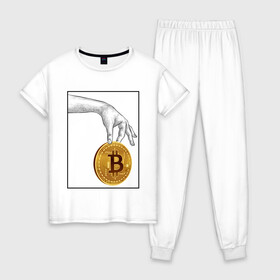 Женская пижама хлопок с принтом BITCOIN CRYPTOCURRENCE (Z) в Петрозаводске, 100% хлопок | брюки и футболка прямого кроя, без карманов, на брюках мягкая резинка на поясе и по низу штанин | binance coin | bitcoin | blockchain | btc | cardano | crypto | ethereum | litecoin | polkadot | tether | xrp | биткоин | блокчейн | валюта | деньги | криптовалюта | майнер | майнинг | цифровая валюта | цифровое золото | эфир