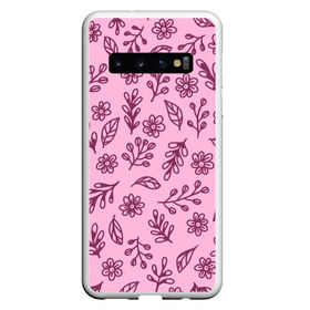 Чехол для Samsung Galaxy S10 с принтом Hello Spring в Петрозаводске, Силикон | Область печати: задняя сторона чехла, без боковых панелей | Тематика изображения на принте: casual | flowers | pink | summer | букет | бутоны | весна | ветки | девушкам | декор | лепестки | лето | листья | нежные | орнамент | поляна | природа | растения | рисунок | розовый узор | ромашки | текстура | узор