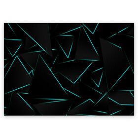 Поздравительная открытка с принтом НЕОНОВЫЕ ТРЕУГОЛЬНИКИ в Петрозаводске, 100% бумага | плотность бумаги 280 г/м2, матовая, на обратной стороне линовка и место для марки
 | 3d | 3д | abstraction | geometric | geometry | neon | steel | абстракция | взрыв | геометрия | неон | неоновые | плиты | разлом | соты | стекло | стеклянный | треугольник | треугольники