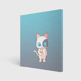 Холст квадратный с принтом кот с мороженкой в Петрозаводске, 100% ПВХ |  | голубые глаза | кот | котенок | котик | кошак | мороженка | мороженко | мороженое | прямоходячий | рисунок | рожок